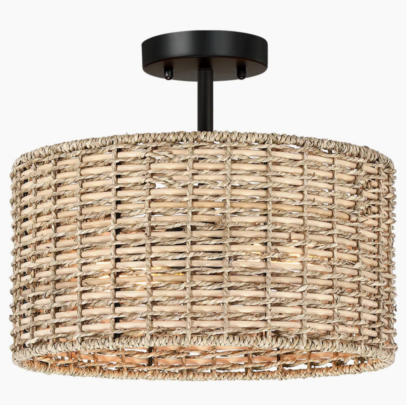 RattanGlow Drum Ceiling Light