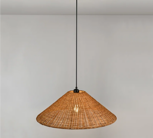 Vintage Rattan Cone Pendant Light